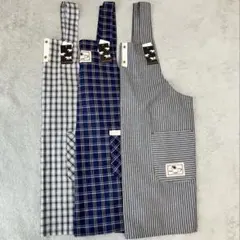 BASIC HOME ストライプ チェック エプロン Ｍ〜Ｌサイズ ３枚セット