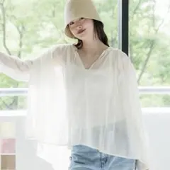 【極美品】coca インド綿 ブラウス アイボリー Mサイズ シフォン