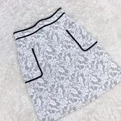 アプワイザーリッシェ 花柄 レース スカート S ホワイト グレー エレガント