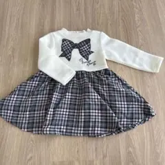 メゾピアノ　ホワイト チェック柄 ワンピース 90