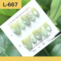 【L-667】ミントグリーンマグネット×ニュアンスアート♡ネイルチップ［L］