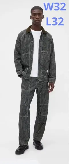 GAP バギーカーペンターデニム　ダークストライプ　ヒッコリー　W32/L32