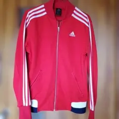 adidas レッド ジップアップジャージ