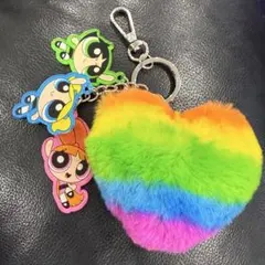 【新品未使用】パワーパフガールズ パワパフ レインボーハートキーホルダー