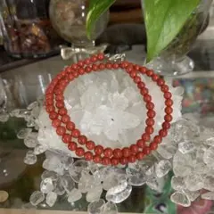 珊瑚風 赤いネックレス 重ね付け　4.5mm玉