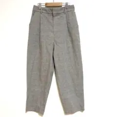 【GU】ブラウン チェック テーパードパンツ 大きいサイズ きれいめ XL