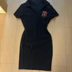 黒のB刺繍ポロシャツミニワンピース