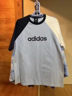 adidas ラグランスリーブ Tシャツ グレー