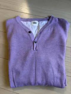 TAKEO KIKUCHI 紫 ヘンリーネック 長袖カットソー