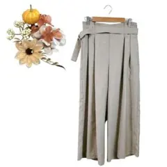 【L】 GU ジーユー ベルテッドワイドアンクルパンツ ガウチョ ベルト 裏地