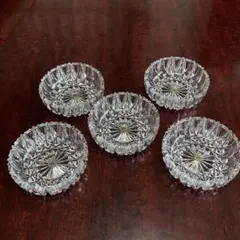 HOYA クリスタル 亀甲つなぎ紋 ガラス小鉢 小付 5客《未使用品》 日本