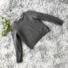 ZARA【S】人気 ダークグレー クロップド ニット セーター ウール100%◎