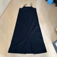 GU リブキャミワンピース スリット入り ブラック Sサイズ