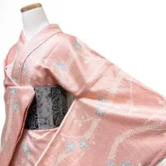 色無地 身丈160 裄65 花地紋 リーフ地紋 着物 053b | Mercari