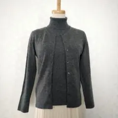 イネド グレー タートルネック カシミヤ カーディガン アンサンブル ９号