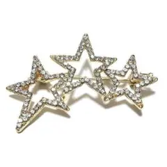 pin-0818　ラペルピン★ブローチ　オープン・スター　星　三連　ゴールド