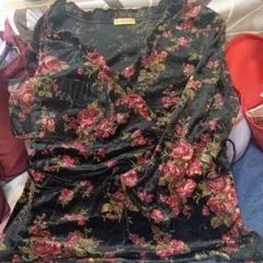 L'EST ROSE レストローズ ベロア 長袖 トップス 花柄 ローズ