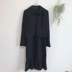 ステラクロス ジャケット＆七分袖ワンピースアンサンブルスーツ ブラックフォーマル