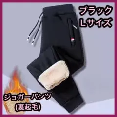 ジョガーパンツ L ブラック 裏起毛 防寒 極暖 ボア 厚手 男女兼用 ①