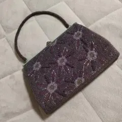 ビーズ刺繍クラッチバッグ 紫系