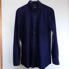 ネイビー ボタンダウン 長袖シャツ
