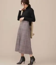 【新品タグ付】nano universeインバーテッドプリーツ チェックスカート