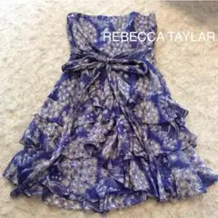 レベッカテイラー ベアトップ フリルワンピース ミニドレス