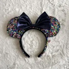 ディズニー カチューシャ スパンコール レインボー ブラック