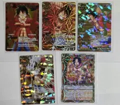 ミラバト ワンピース レアカード ルフィ 5種 - メルカリ