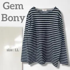 t【ジェムボニー】カットソー/美品 大きい ボーダー柄 カジュアル LL 柔