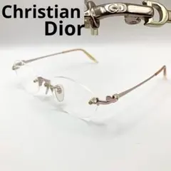 廃番 定価4万位 Dior ハーフリム メガネ デッドストック チタン製