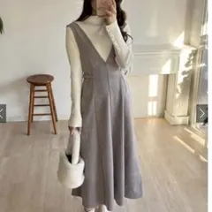 GRL サイドベルトスエードポンチフレアジャンパースカート[dk933a] S