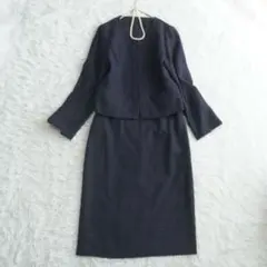 大きいサイズ セレモニースーツ ノーカラージャケット ツイード スカート