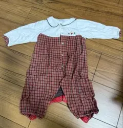 ファミリア　ロンパース　赤チェック　70センチ
