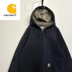 超人気❗️カーハート　ワンポイントロゴパーカー　M90s刺繍古着希少レア長袖ジップ