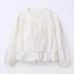 値下げ☆ZARA 刺繍入りロマンティックシャツ 156CM オフホワイト