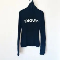 Y2K DKNY タートルネックリブロゴニット ブラック 黒　セーターのサムネイル