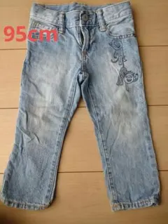 BabyGAP　ライトブルー キャラクター刺繍 デニムパンツ 95cm