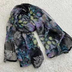 極美品✨エトロ ETRO シルク100 大判 ストール ショール シアー 総柄