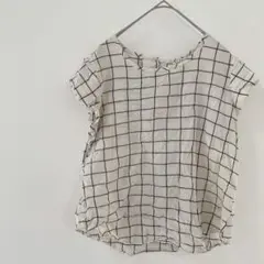 【M】 チェック柄 半袖 シャツ アイボリー ブラック トップス おしゃれ