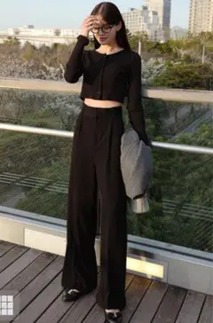 GRL タックセンタープレスストレートワイドパンツ[ai36]