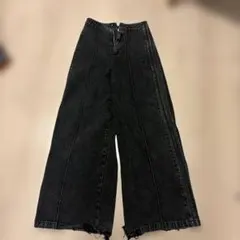 adidas ブラック バギーデニムパンツ 26インチ