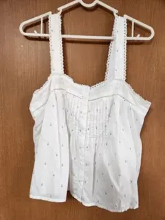 リーバイス　ホワイト 花柄刺繍 キャミソール レース装飾　レースビスチェのサムネイル