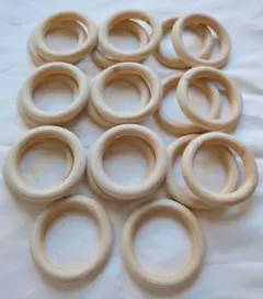 天然木製リング 10mm厚さ DIY工芸 外径65mm 20個入