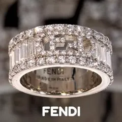 FENDI FFロゴ クリスタル リング シルバー MADE IN ITALY