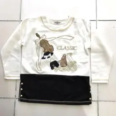 90s クラシック 楽器 刺繍 スウェット トレーナー ヴィンテージ 白 M