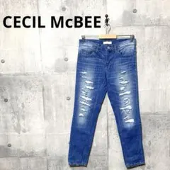 CECIL McBEE セシルマクビー ダメージテーパードデニム ジーンズ M