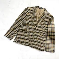 美品 DAKS チェック柄テーラードジャケット 総裏 ベージュ13*MD313