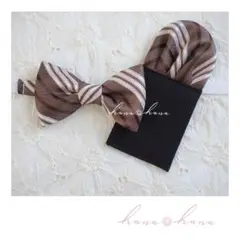 【現品限り】R:ブラウン系:ST 蝶ネクタイ&ポケットチーフ（白）キッズ/子供