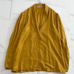 70s ISSEY MIYAKE jacket silk 100% yellowのサムネイル